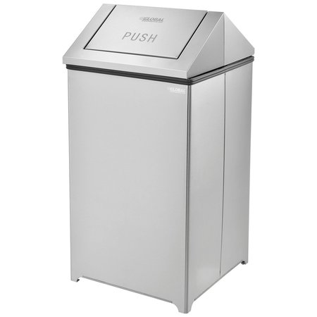 GLOBAL INDUSTRIAL Square Metal Trash Can, Silver, Stainless Steel 641269